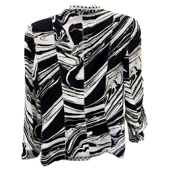 Emanuel Ungaro Paris Womens Artsy Blazer Size 8 Black White Polka Dot Lining - Picture 6 of 6